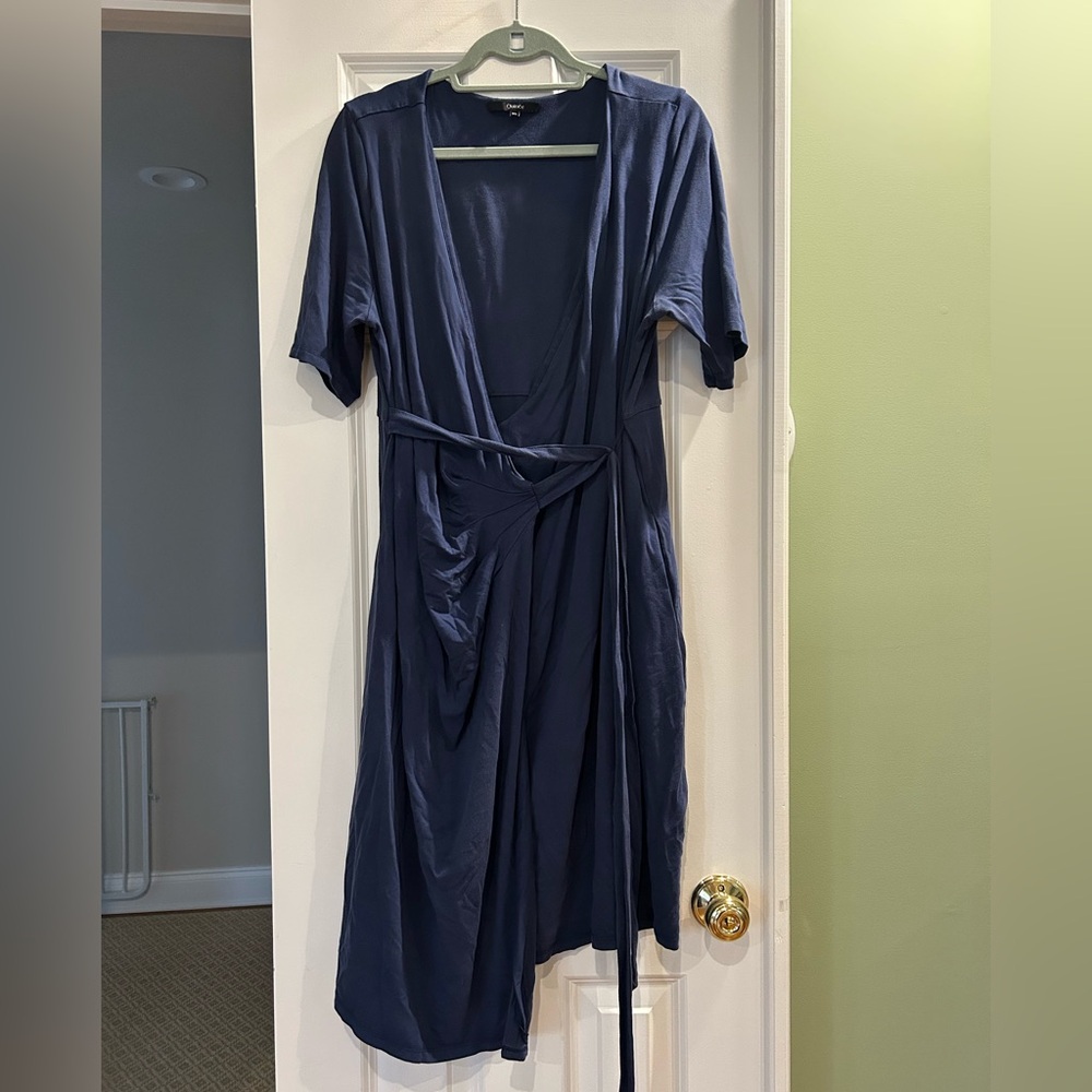 Quince - Tencel Jersey Maternity Wrap Dress in Navy (XL)